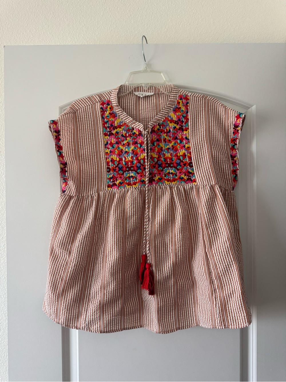 THML Embroidered Babydoll Blouse Size M